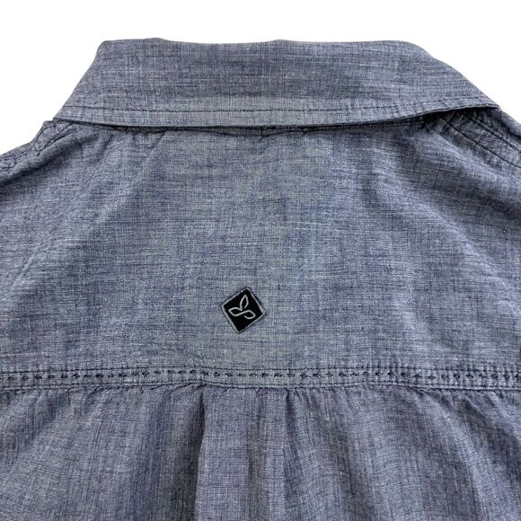 PrAna Slim Fit Shirt Mens Size Large Button Up Gray Roll Tab Long Sleeve - Picture 8 of 11